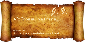 Jánossy Velmira névjegykártya